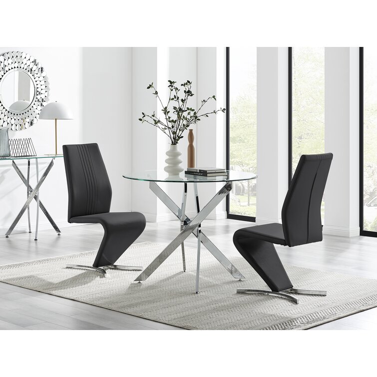 Elegant round glass on sale dining table set